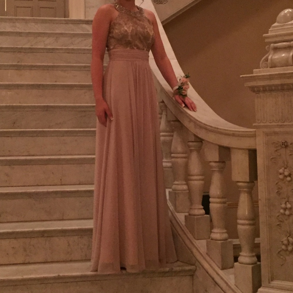 Eliza J champagne color Prom Dress